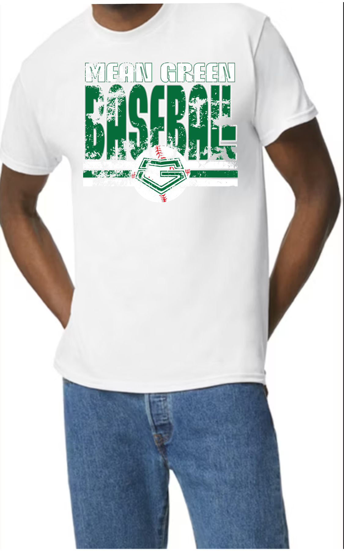 Gildan brand t-shirt distressed baseball