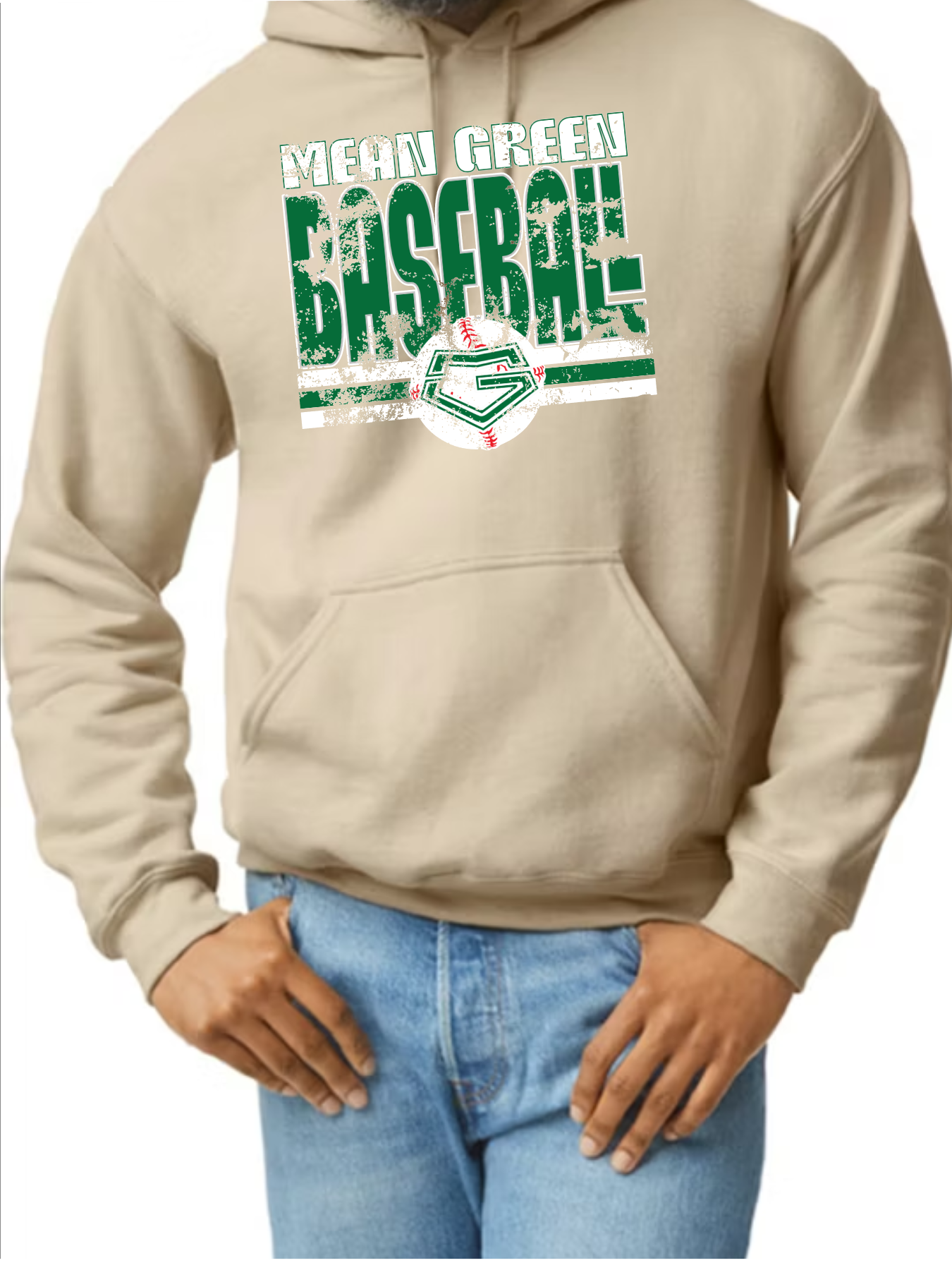 Adult hoodie distressed baseball