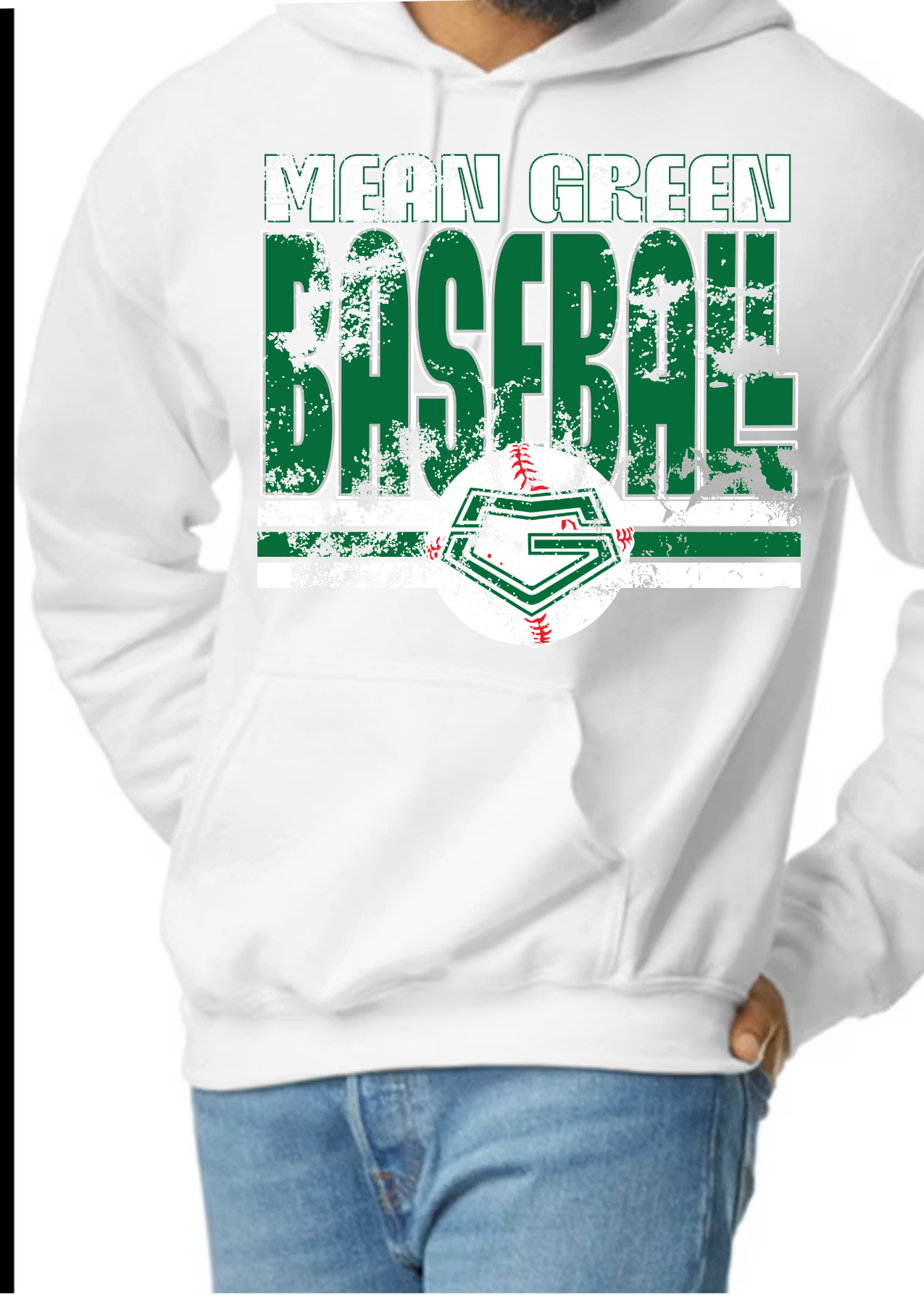 Adult hoodie distressed baseball