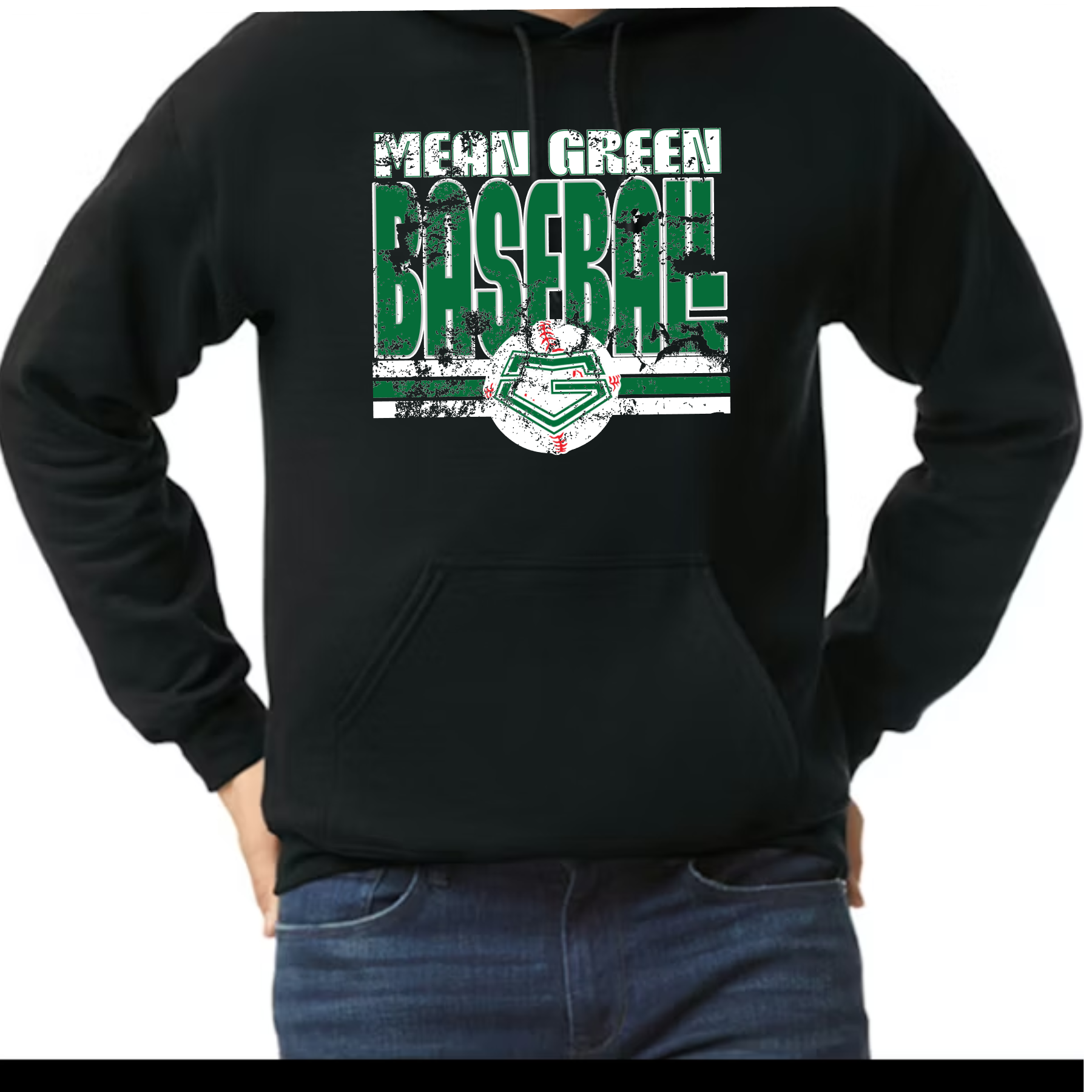 Adult hoodie distressed baseball